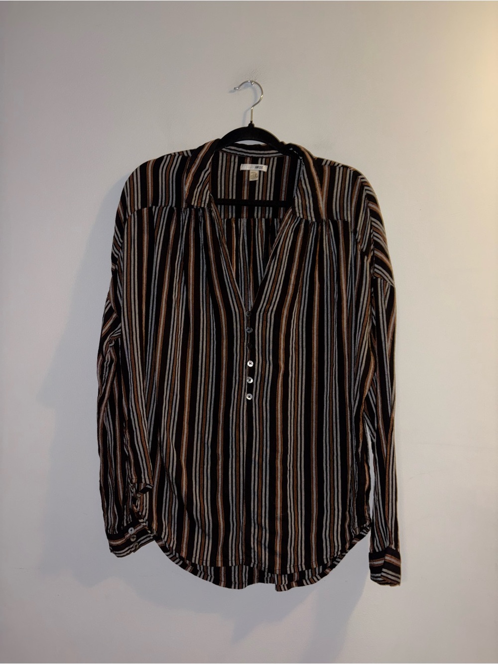 Amuse Society | Black Striped Button Blouse